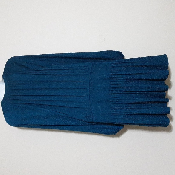 Current AIR anthropologie Elegant Teal Dress Women M Textured Babydoll Event Y2k - Picture 4 of 11